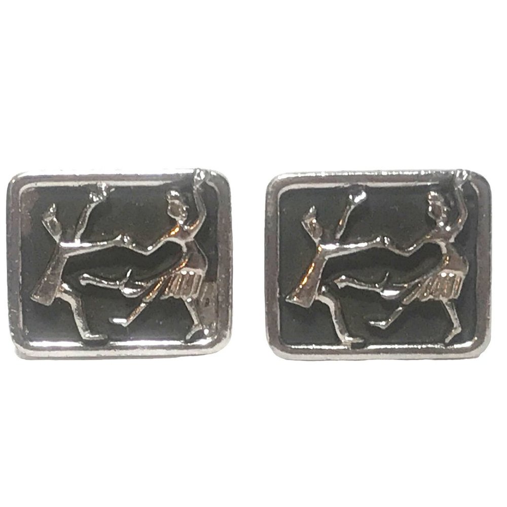 1940s 1950s Dancing Couple Cufflinks Silver Tone and Black Jitterbug Lindy